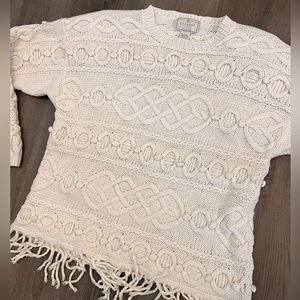 Vtg 90s Express Tricot Hand Knitted Chunky Knit Sweater